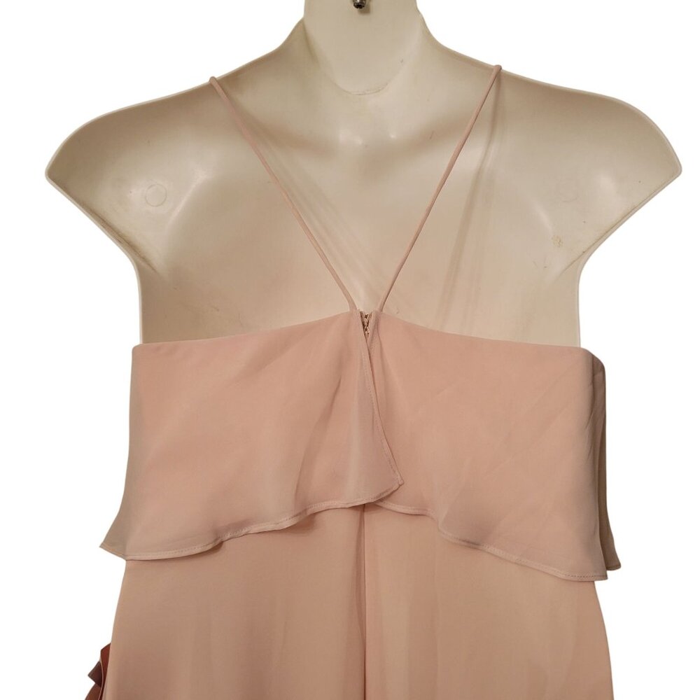 NEW Birdy Grey Jules Champagne Maxi Dress XL Ruffled Halter Bridesmaid Formal Pr - Picture 8 of 11